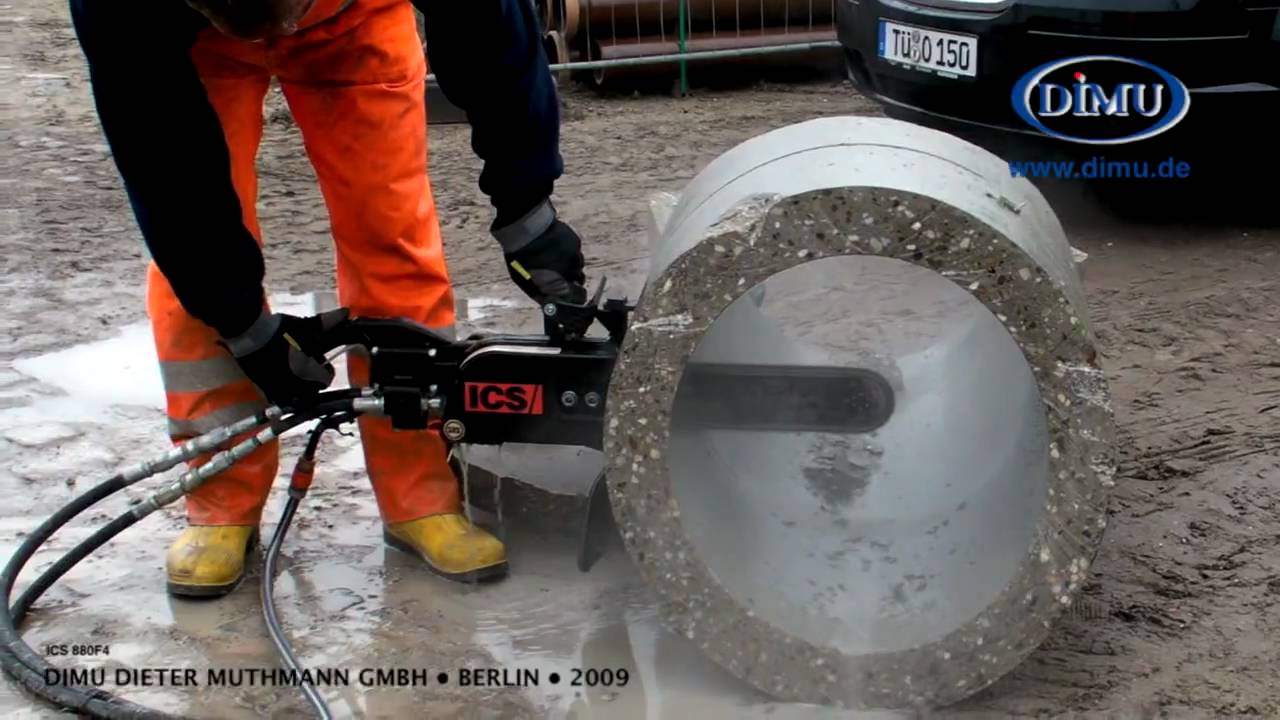Betonrohr schneiden mit der ICS 880F4 von Dimu (HD) Betonkettensäge