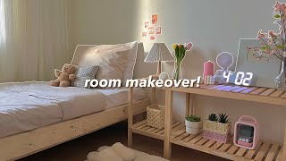 aesthetic and small room makeover 🧸🌷 | pinterest & korean style inspired!