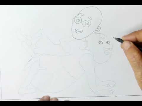 Motu Patlu jodi drawing easy | How to draw Motu patlu