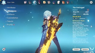 Genshin Impact 2.3 Shadows Amidst Snowstorm Eula Level Up And The Unforged Level Up Live