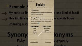 Finicky Meaning Quiz Vocabulary With Examples, Synonyms & Antonyms Arsal Reading Club