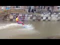 Bishop's University students waterskiing during flood, April 15, 2014