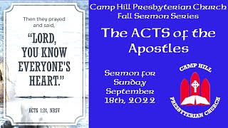 Camp Hill Presbyterian Church's Sermon for September 18th, 2022 - Rev Nancy Conklin