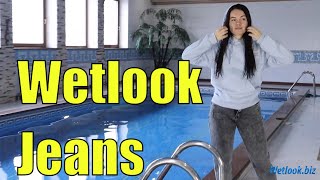 Wetlook Girl Jeans | Wetlook Sweatshirt | Wetlook Girl Fully Clothes In Pool