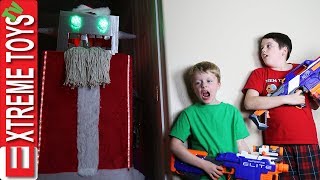 Robot Santa Claus Nerf Battle! Holiday Cyborg Attacks Ethan and Cole!