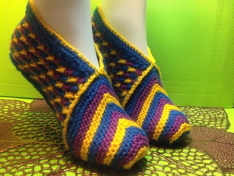 Вязание спицами тапочки ютубе Вязание спицами тапочки ютубе