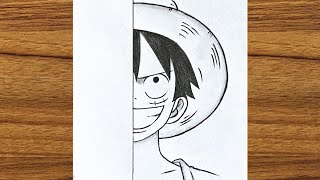 How To Draw Monkey D. Luffy || Monkey D Luffy Half Face Drawing || Easy Anime Drawing