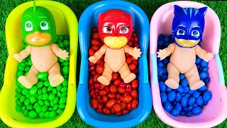 Oddly Satisfying  |  of 3 Rainbow BathTubs Candy with M&M's & Magic Slime | Cutt