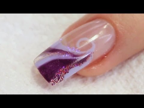 Glitter and UV Gel Swirl Nail Design Tutorial Video by Naio Nails