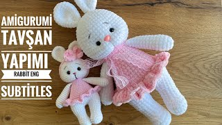 Kadife Ipten Tavşan Yapımı 22 Eng Subles Head,Skirt,Kafa,Etek Amigurumibunny,Tavşan