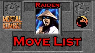 Mortal Kombat 1 1992 - Raiden Move List
