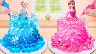 Elsa Vs Anna Princess Cake Battle Pink And Blue Mini Cake Challenge Lily Little Cake
