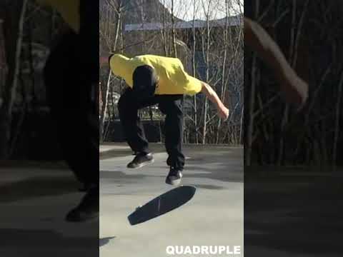 360 QUADRUPLE FLIP on a penny board