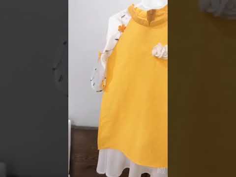 Áo dài cách tân kèm chân váy chất liệu lụa gỗ bé gái 8-28kg
