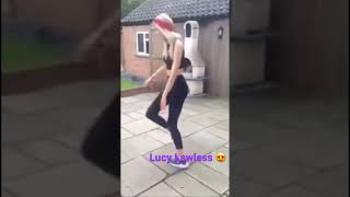 Lucy Lawless Cutting Shapes To Techno Remix