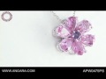 Pink Sapphire and Amethyst Flower Pendant in 14K White Gold