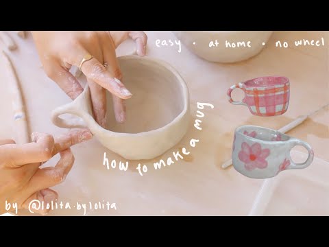 how to make a ceramic mug ~ no wheel required  ð¸ pottery from home - YouTube