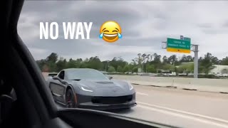 C7 Corvette Owner Thinks His Car is Faster LOL