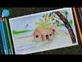 How to Draw a Scenery of Rainy Season Easy Drawing with Pencil Color