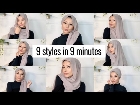 9 STYLES IN 9 MINUTES !! | Hijab tutorial for beginners - YouTube