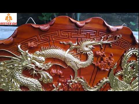 Tranh quạt treo tường tứ linh bằng gỗ Hương