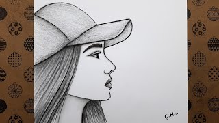 Kolay Yoldan Şapkalı Güzel Kız Çizimi Güzel Kız Nasıl Çizilir Çizim Hobimiz Kara