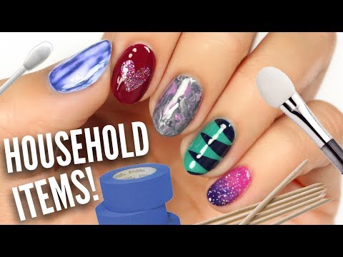 5 Easy Nail Art Designs Using HOUSEHOLD Items! - YouTube