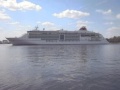 Big cruise ship (EUROPA2) in the port of Antwerp.