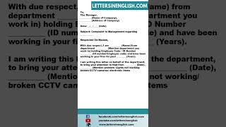 Sample Letter Of Complaint To Management