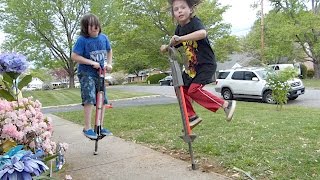 Rowan and Ivan jump on pogo sticks! Rowan and Ivan jump on pogo sticks!
