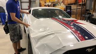 RED WHITE AND BLUE SPARKLE MUSTANG WRAP