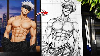 How To Draw Gojo Satoru Cool Pose Jujutsu Kaisen Drawing Anime Drawing Step-By-Step Tutorial
