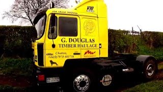 MAN F90 V10 engine sound straight though pipes 19.502 truck tractor unit LKW HGV Camion road drive.