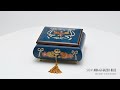 MBA-GI-GA203-BLUE - Handcrafted Radiant Blue w. Roses and Ribbons Musical Jewelry Box