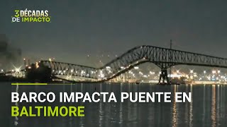 Un barco se impacta contra un puente en Baltimore y provoca el derrumbe de la es