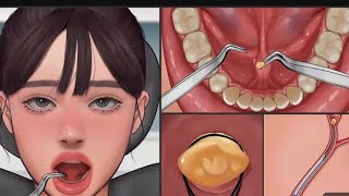 Females Teeth Tartar Removal Salivary Glands Stone Removal Animation