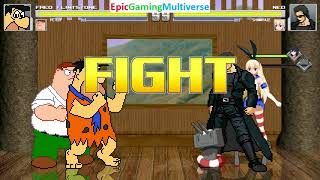 Fred Flintstone And Peter Griffin Vs Neo And Shimakaze In A Mugen Match Battle Fight