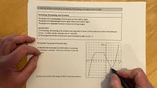 Identify Where A Function Is Increasing, Decreasing Or Constant From A Graph