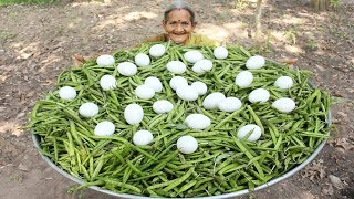 Fresho Beans with Egg Recipe in Village Style By My Grandma || Myna Street Food