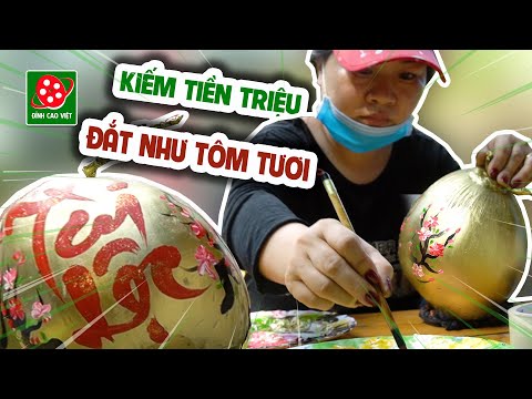 Cận cảnh Vẽ thư pháp lên TRÁI DỪA bán Tết Canh Tý 2020 kiếm tiền triệu mỗi ngày @Đỉnh Cao Việt