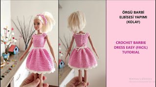 BARBIE DRESS TUTORIAL (EASY/FÁCIL) - Kolay Örgü Barbi Elbisesi Yapımı - barbie f