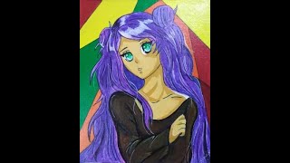 anime girl-canvas painitng