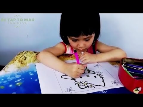Bé Tô Màu Con Vật - Bé Tô Màu Mèo Hello Kitty -Tranh Tô Màu Cho Bé