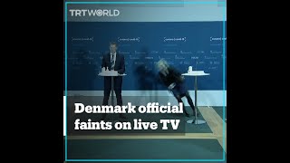 Denmark  faints during Covid-19 conference