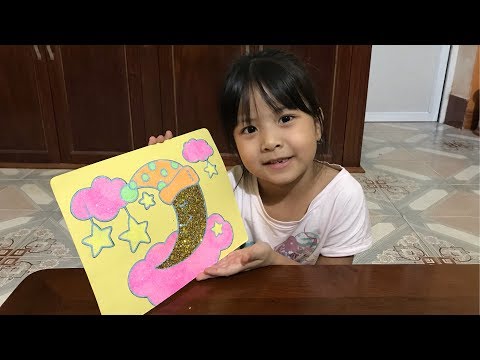 Tranh tô màu - Bé Như tô màu tranh cát TRĂNG TRÊN ĐÁM MÂY