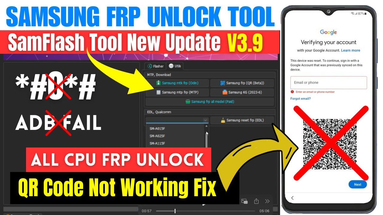 SAMSUNG FRP BYPASS QR CODE METHOD NOT WORKING | ADB FAIL SAMSUNG FRP BYPASS QR CODE METHOD NOT WORKING | ADB FAIL