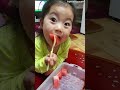 Adorable Korean Baby Eating Little Melons With Mom