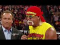 Arnold Schwarzenegger And Joe Manganiello Join Hulk Hogan In Ring Arnold Schwarzenegger And Joe Manganiello Join Hulk Hogan In Ring