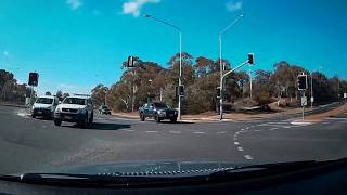 Near miss accident at traffic lights Belconnen