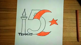 15 TEMMUZ RESMİ ÇİZİMİ KOLAY. #15temmuz #15temmuzgecesi #15temmuzşehitlerköprüsü